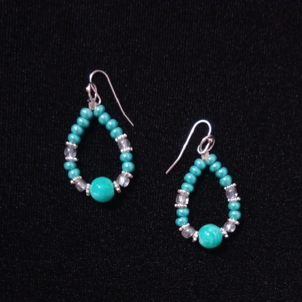 Elegant Handmade Turquoise Beaded Earrings